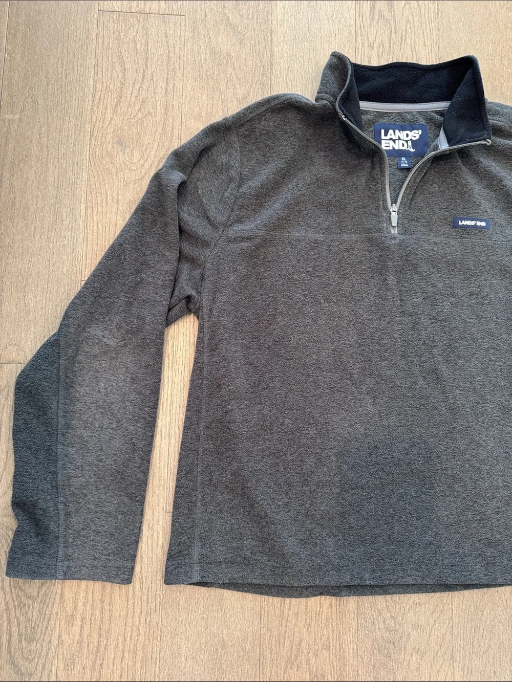 Lands’ End Fleece Quarter Zip Anyweather‎ Pullover Men’s XL High Collar Gray